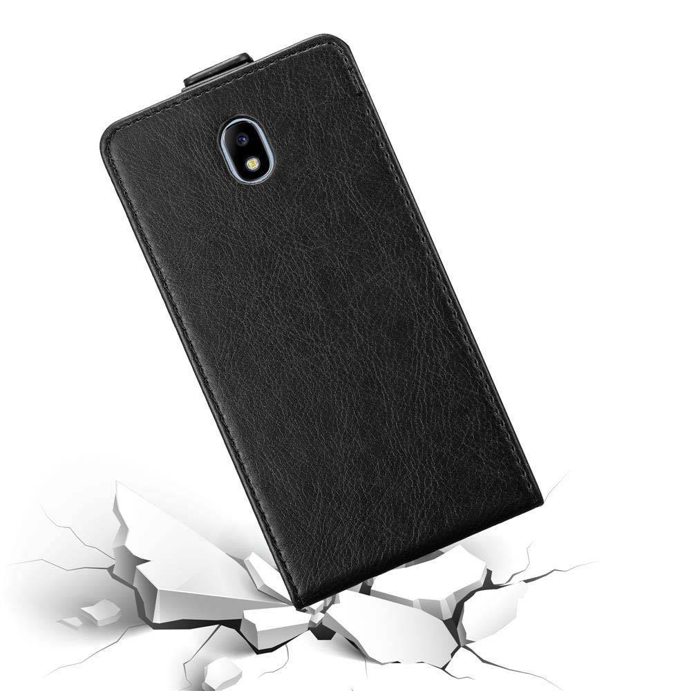 Cadorabo Hülle für Samsung Galaxy J7 2017 Schutz Hülle in Schwarz Flip Etui Handyhülle Case Cover
