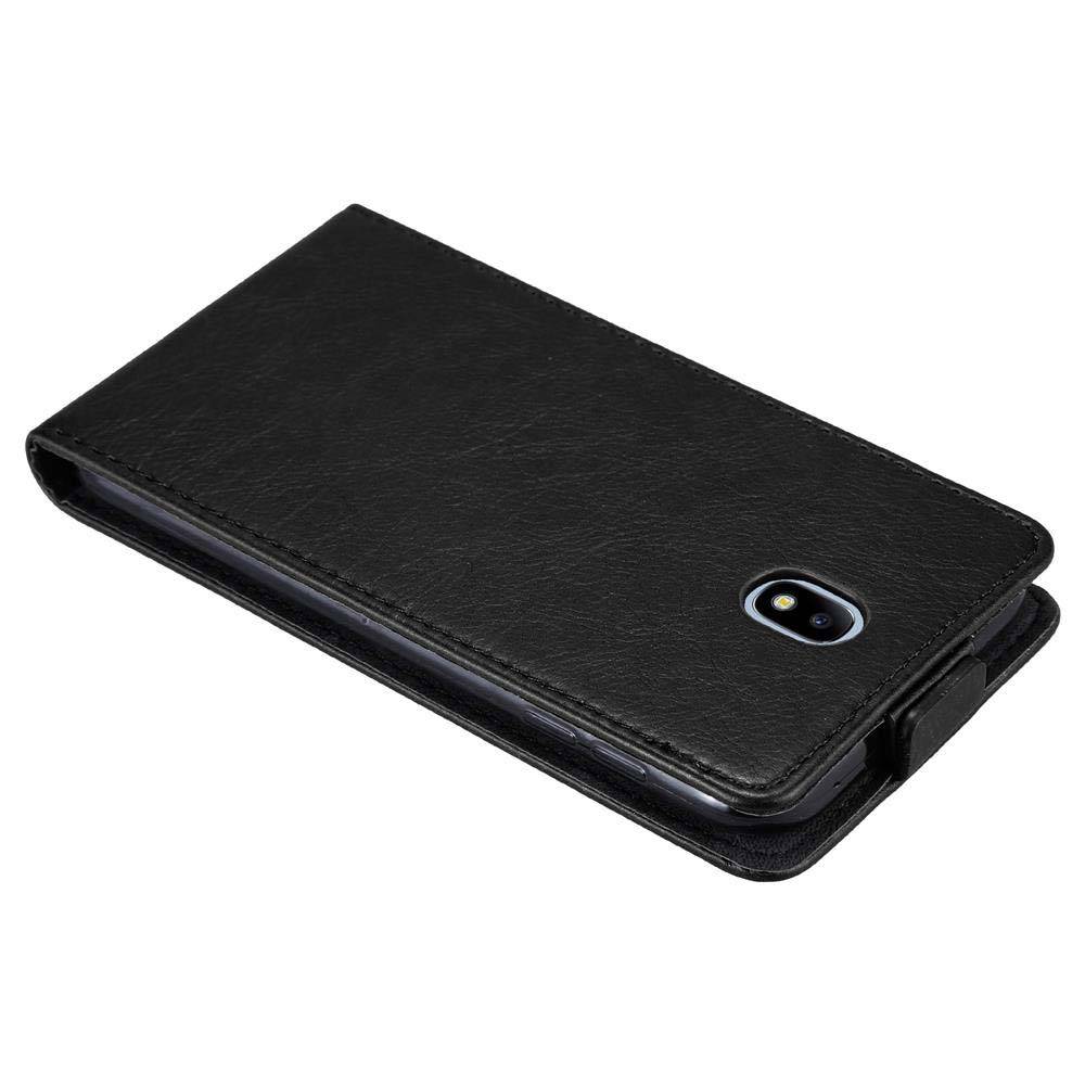 Cadorabo Hülle für Samsung Galaxy J7 2017 Schutz Hülle in Schwarz Flip Etui Handyhülle Case Cover