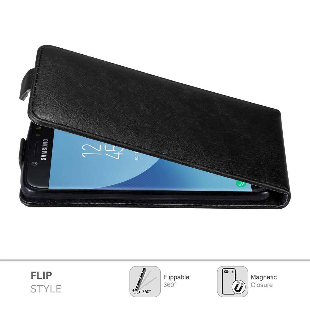 Cadorabo Hülle für Samsung Galaxy J7 2017 Schutz Hülle in Schwarz Flip Etui Handyhülle Case Cover