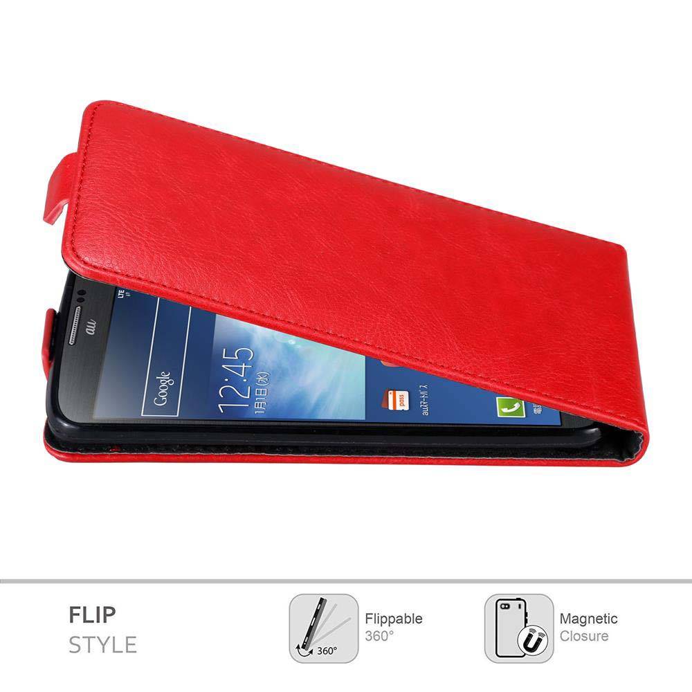 Cadorabo Hülle für Samsung Galaxy NOTE 3 Schutz Hülle in Rot Flip Etui Handyhülle Case Cover