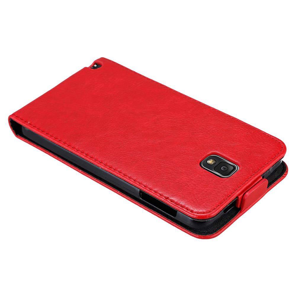 Cadorabo Hülle für Samsung Galaxy NOTE 3 Schutz Hülle in Rot Flip Etui Handyhülle Case Cover