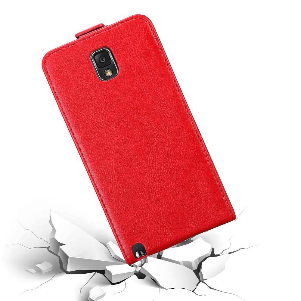 Cadorabo Hülle für Samsung Galaxy NOTE 3 Schutz Hülle in Rot Flip Etui Handyhülle Case Cover
