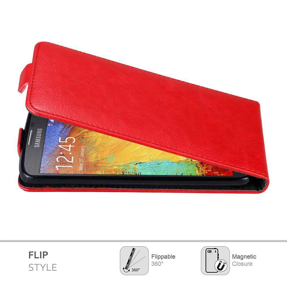 Cadorabo Hülle für Samsung Galaxy NOTE 3 NEO Schutz Hülle in Rot Flip Etui Handyhülle Case Cover