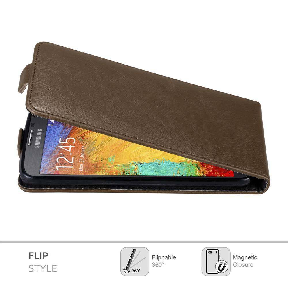 Cadorabo Hülle für Samsung Galaxy NOTE 3 NEO Schutz Hülle in Braun Flip Etui Handyhülle Case Cover