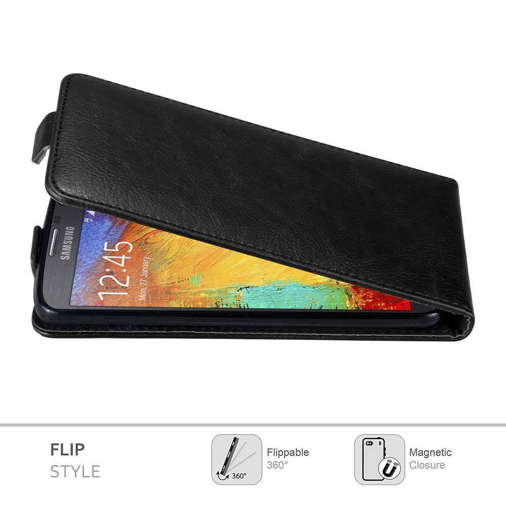 Cadorabo Hülle für Samsung Galaxy NOTE 3 NEO Schutz Hülle in Schwarz Flip Etui Handyhülle Case Cover