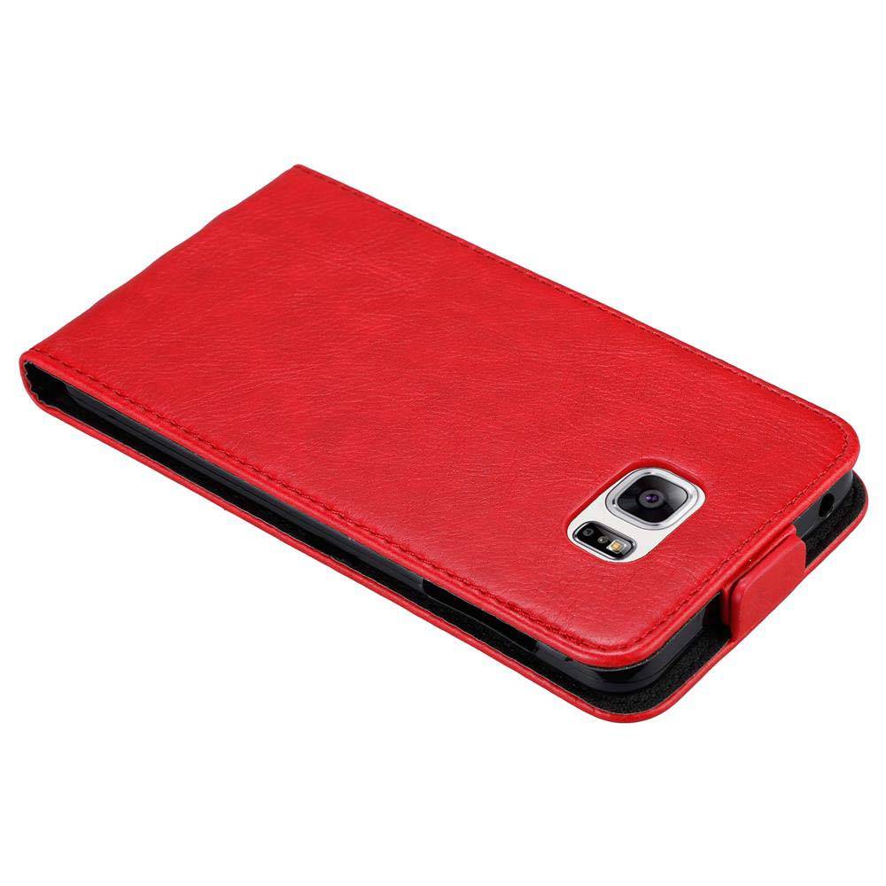 Cadorabo Hülle für Samsung Galaxy NOTE 5 Schutz Hülle in Rot Flip Etui Handyhülle Case Cover