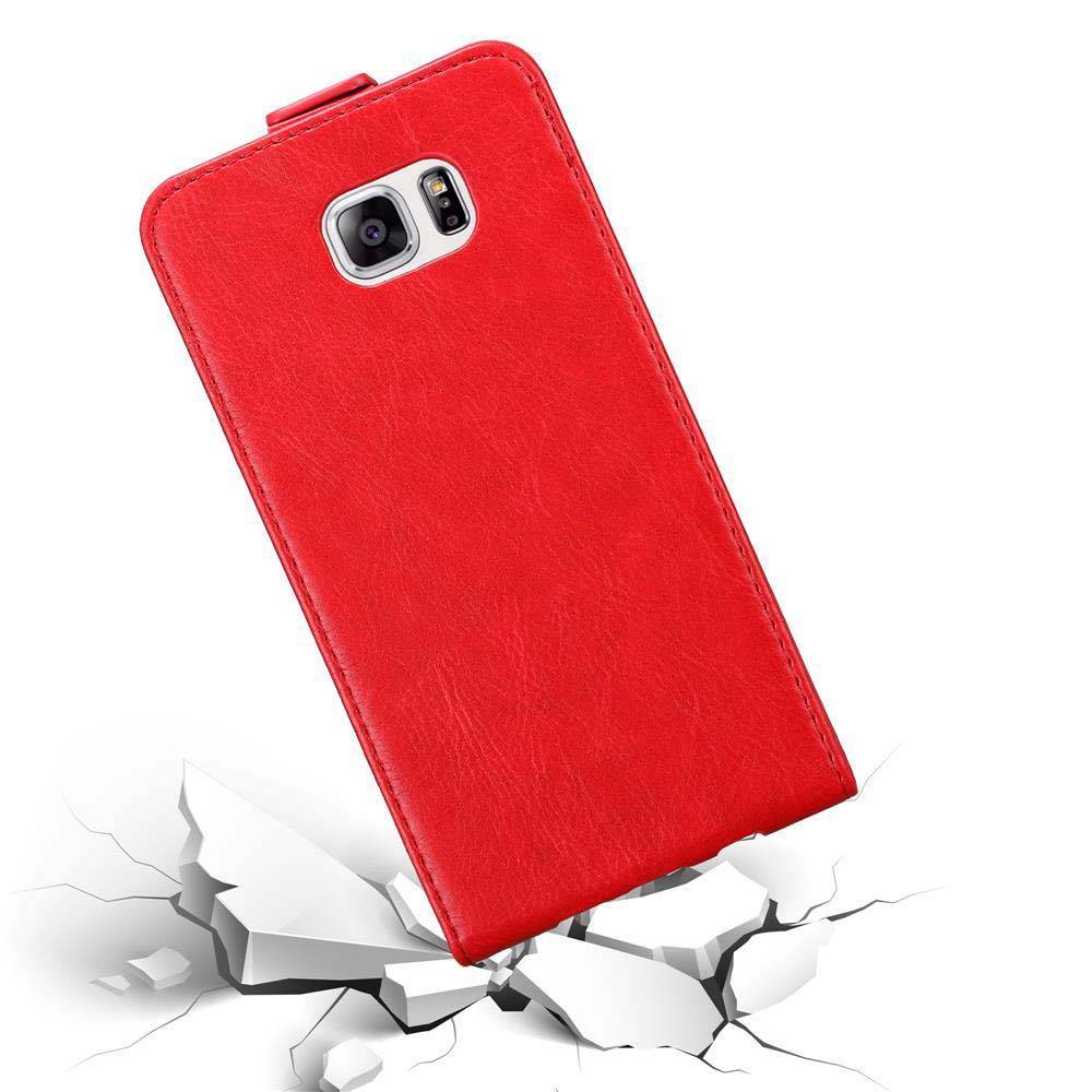 Cadorabo Hülle für Samsung Galaxy NOTE 5 Schutz Hülle in Rot Flip Etui Handyhülle Case Cover