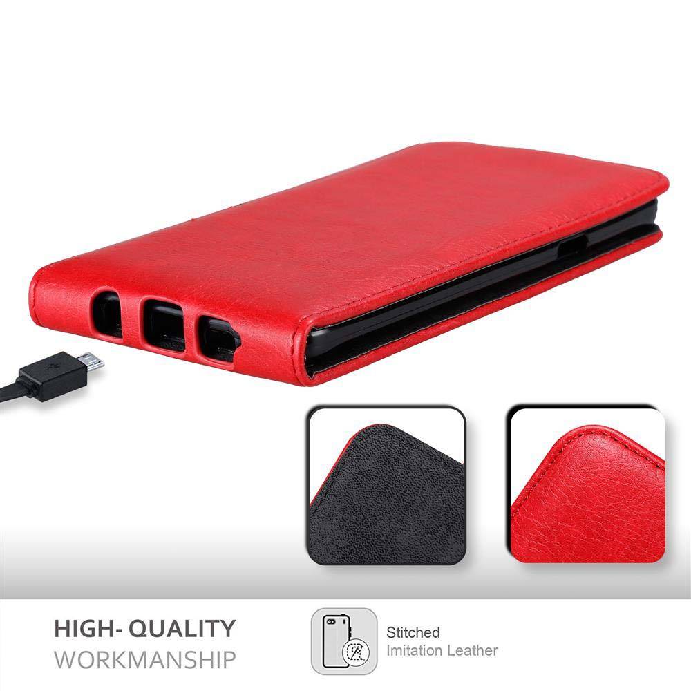 Cadorabo Hülle für Samsung Galaxy NOTE 5 Schutz Hülle in Rot Flip Etui Handyhülle Case Cover