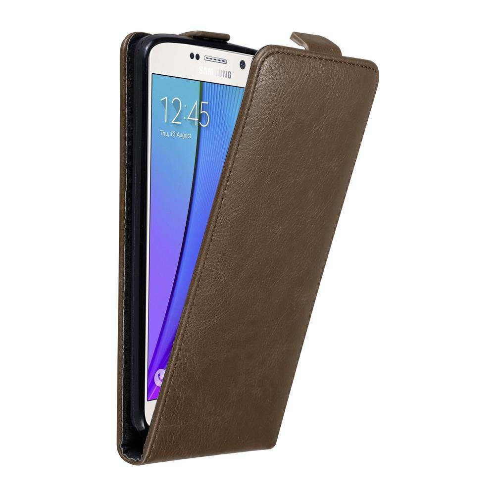 Cadorabo Hülle für Samsung Galaxy NOTE 5 Schutz Hülle in Braun Flip Etui Handyhülle Case Cover