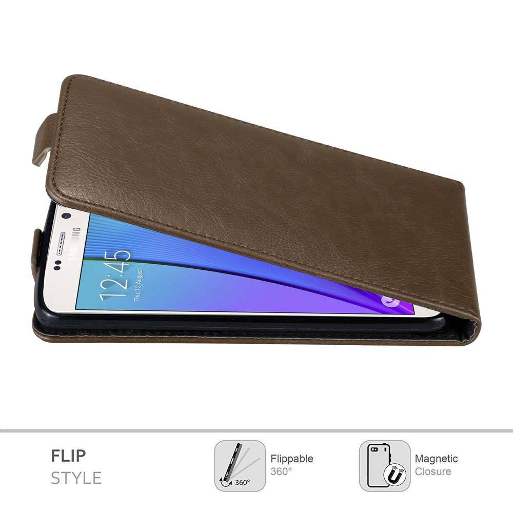 Cadorabo Hülle für Samsung Galaxy NOTE 5 Schutz Hülle in Braun Flip Etui Handyhülle Case Cover