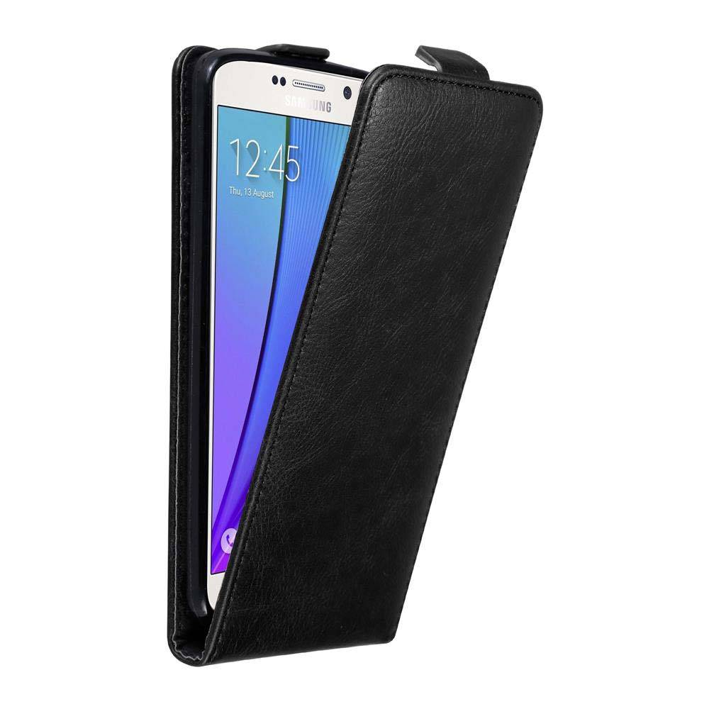 Cadorabo Hülle für Samsung Galaxy NOTE 5 Schutz Hülle in Schwarz Flip Etui Handyhülle Case Cover
