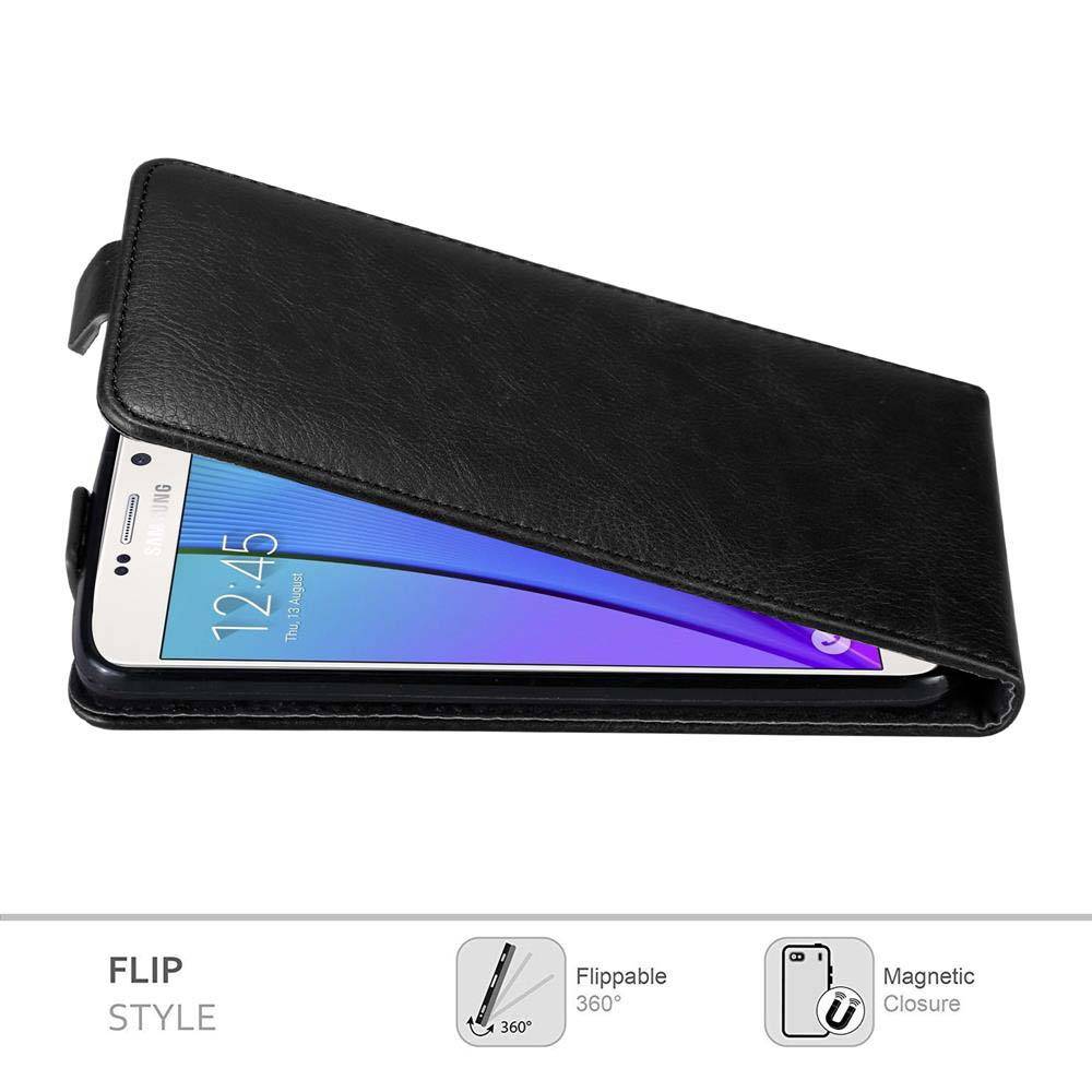 Cadorabo Hülle für Samsung Galaxy NOTE 5 Schutz Hülle in Schwarz Flip Etui Handyhülle Case Cover