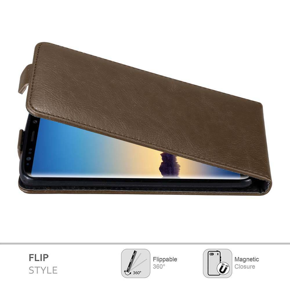 Cadorabo Hülle für Samsung Galaxy NOTE 8 Schutz Hülle in Braun Flip Etui Handyhülle Case Cover