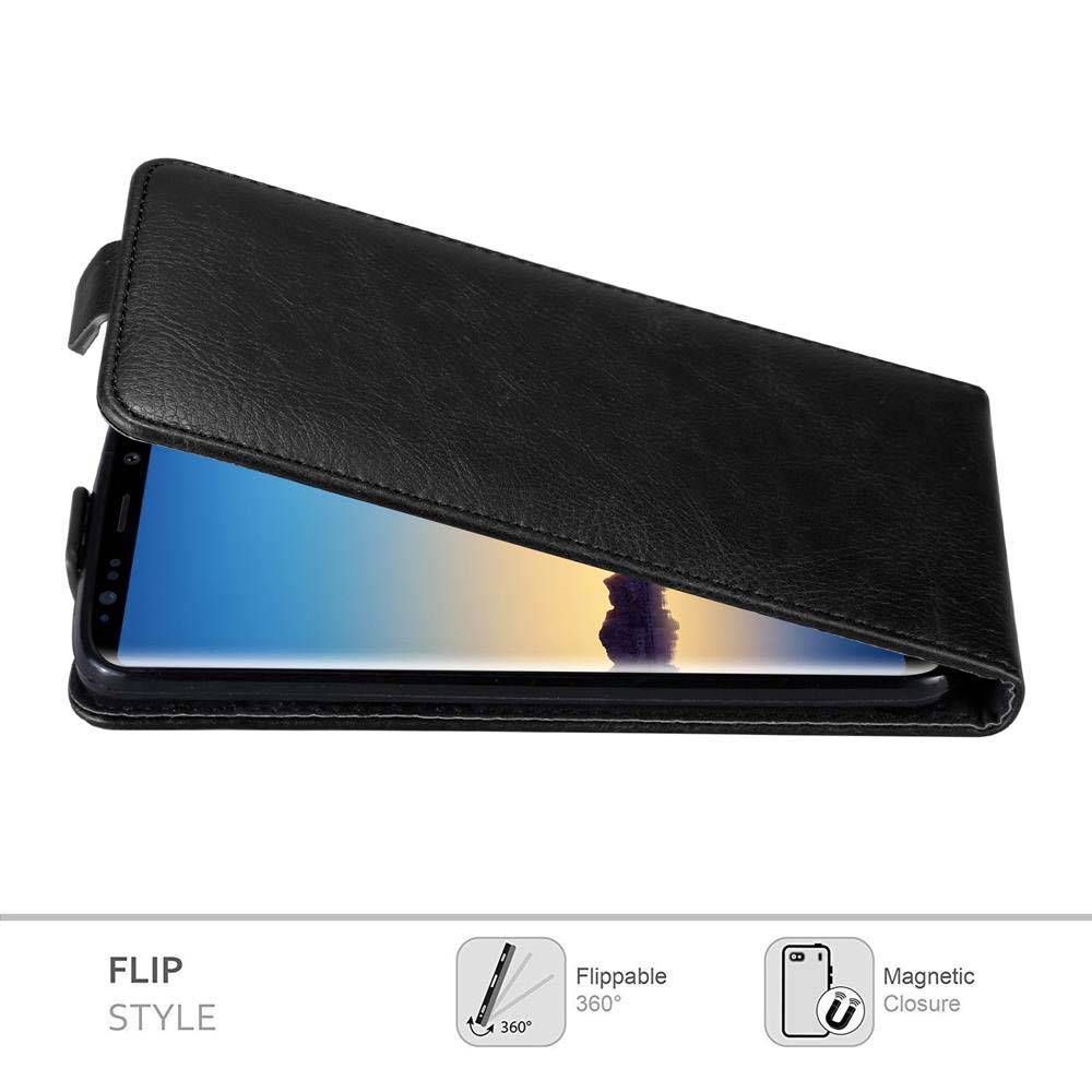 Cadorabo Hülle für Samsung Galaxy NOTE 8 Schutz Hülle in Schwarz Flip Etui Handyhülle Case Cover