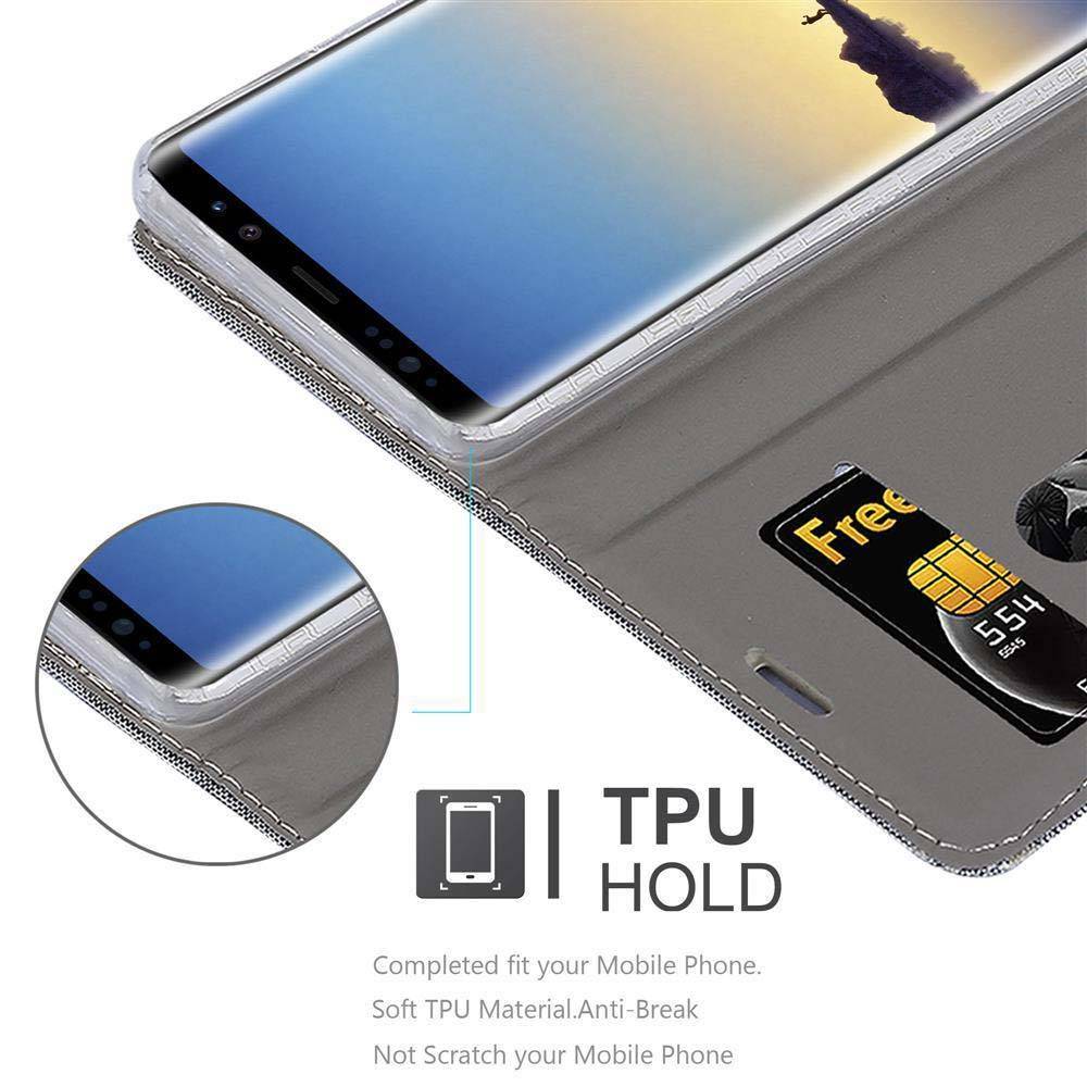 Cadorabo Hülle für Samsung Galaxy NOTE 9 Schutzhülle in Grau Handy Hülle Etui Book Case Cover
