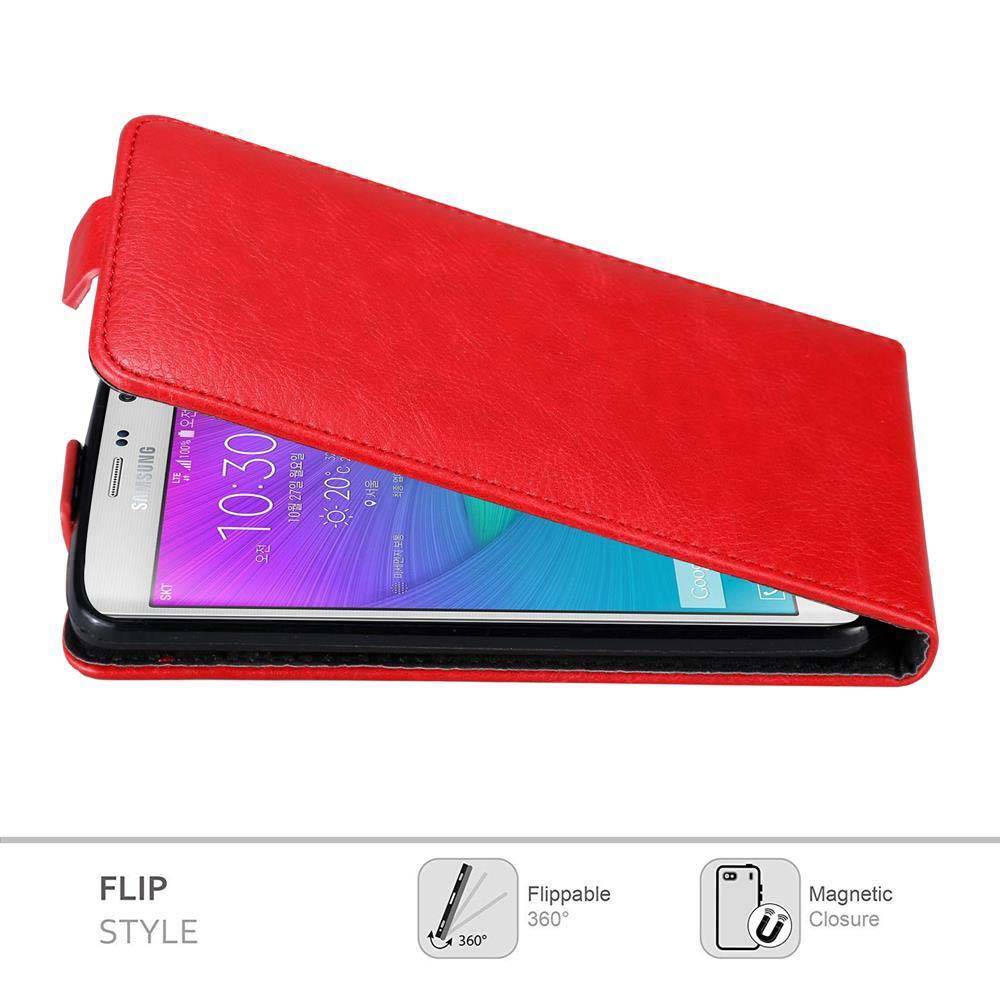 Cadorabo Hülle für Samsung Galaxy NOTE EDGE Schutz Hülle in Rot Flip Etui Handyhülle Case Cover