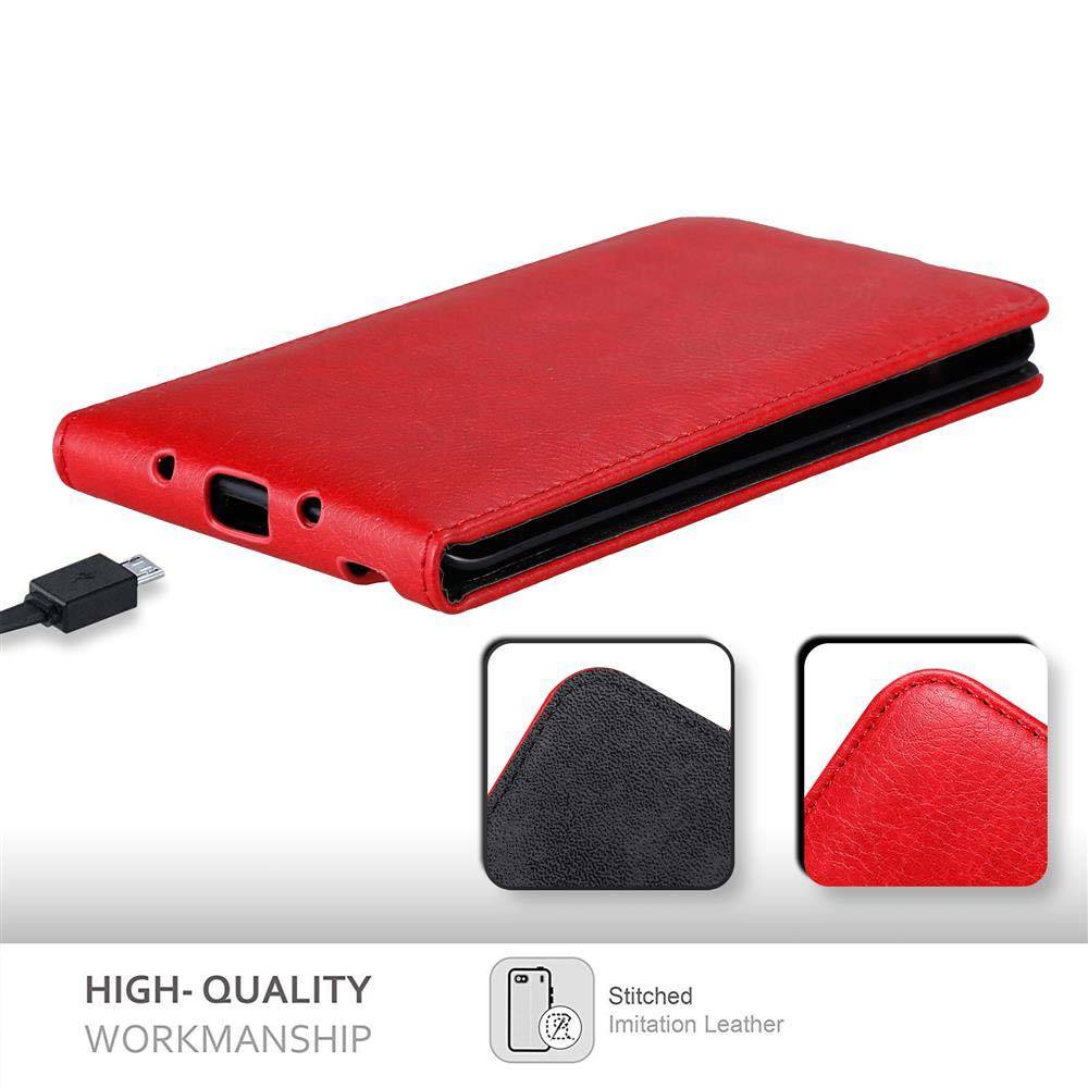 Cadorabo Hülle für Samsung Galaxy NOTE EDGE Schutz Hülle in Rot Flip Etui Handyhülle Case Cover