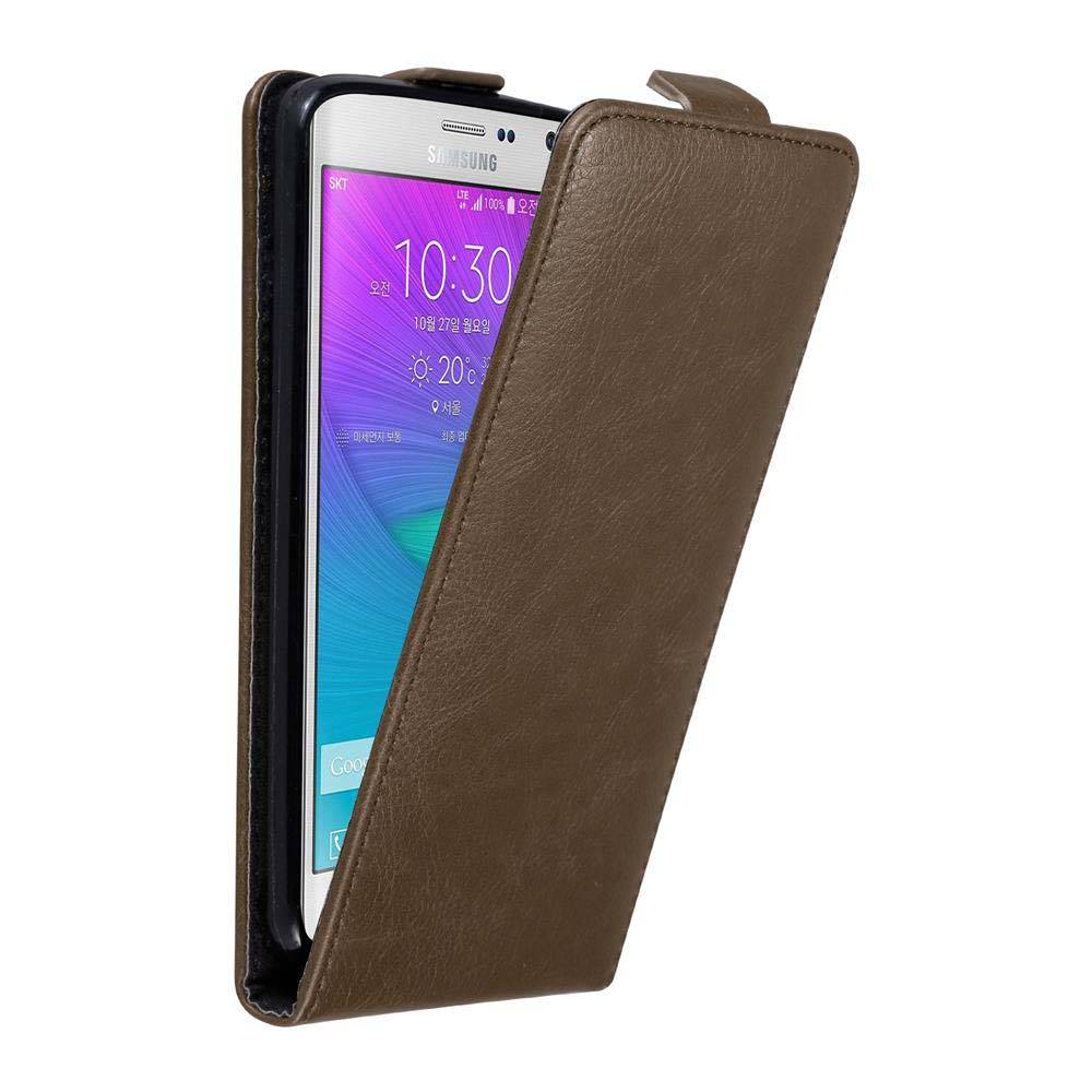 Cadorabo Hülle für Samsung Galaxy NOTE EDGE Schutz Hülle in Braun Flip Etui Handyhülle Case Cover