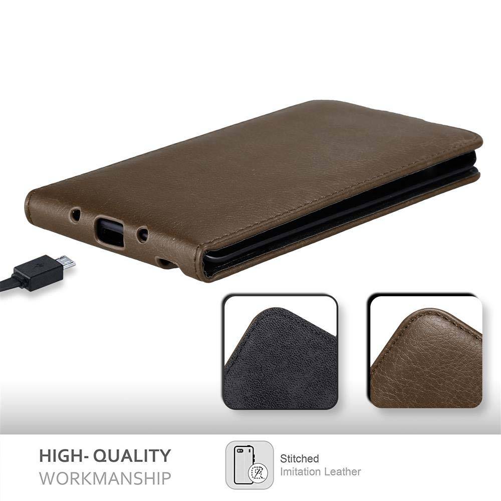 Cadorabo Hülle für Samsung Galaxy NOTE EDGE Schutz Hülle in Braun Flip Etui Handyhülle Case Cover