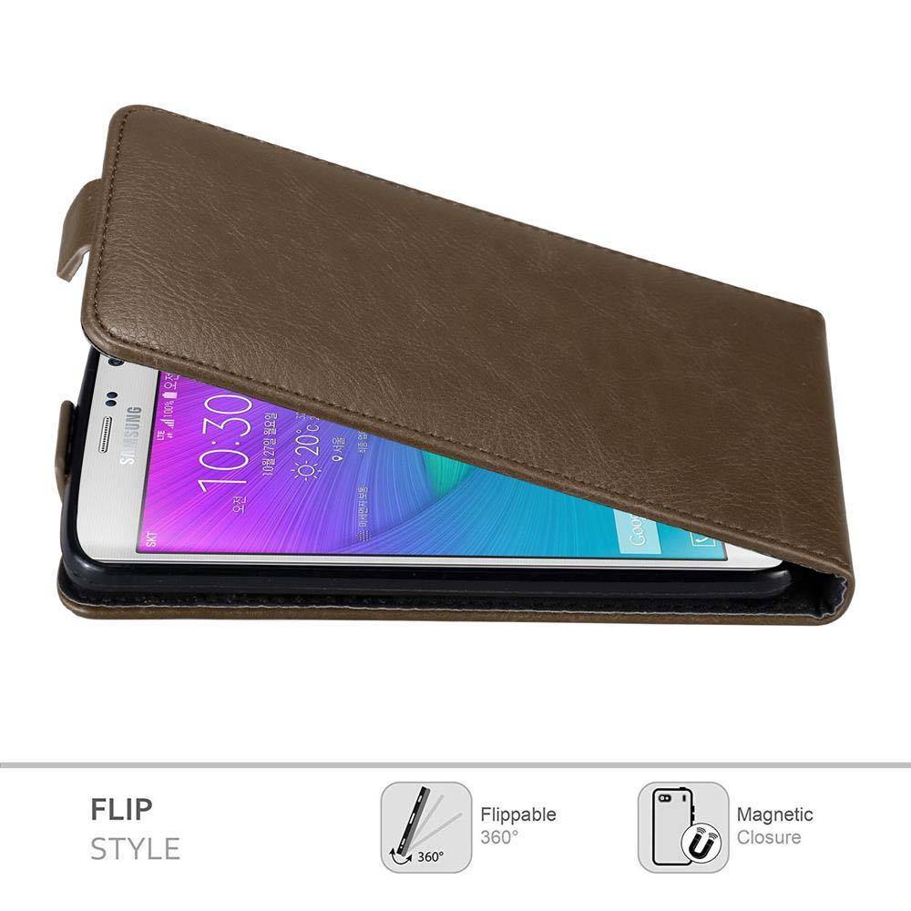 Cadorabo Hülle für Samsung Galaxy NOTE EDGE Schutz Hülle in Braun Flip Etui Handyhülle Case Cover