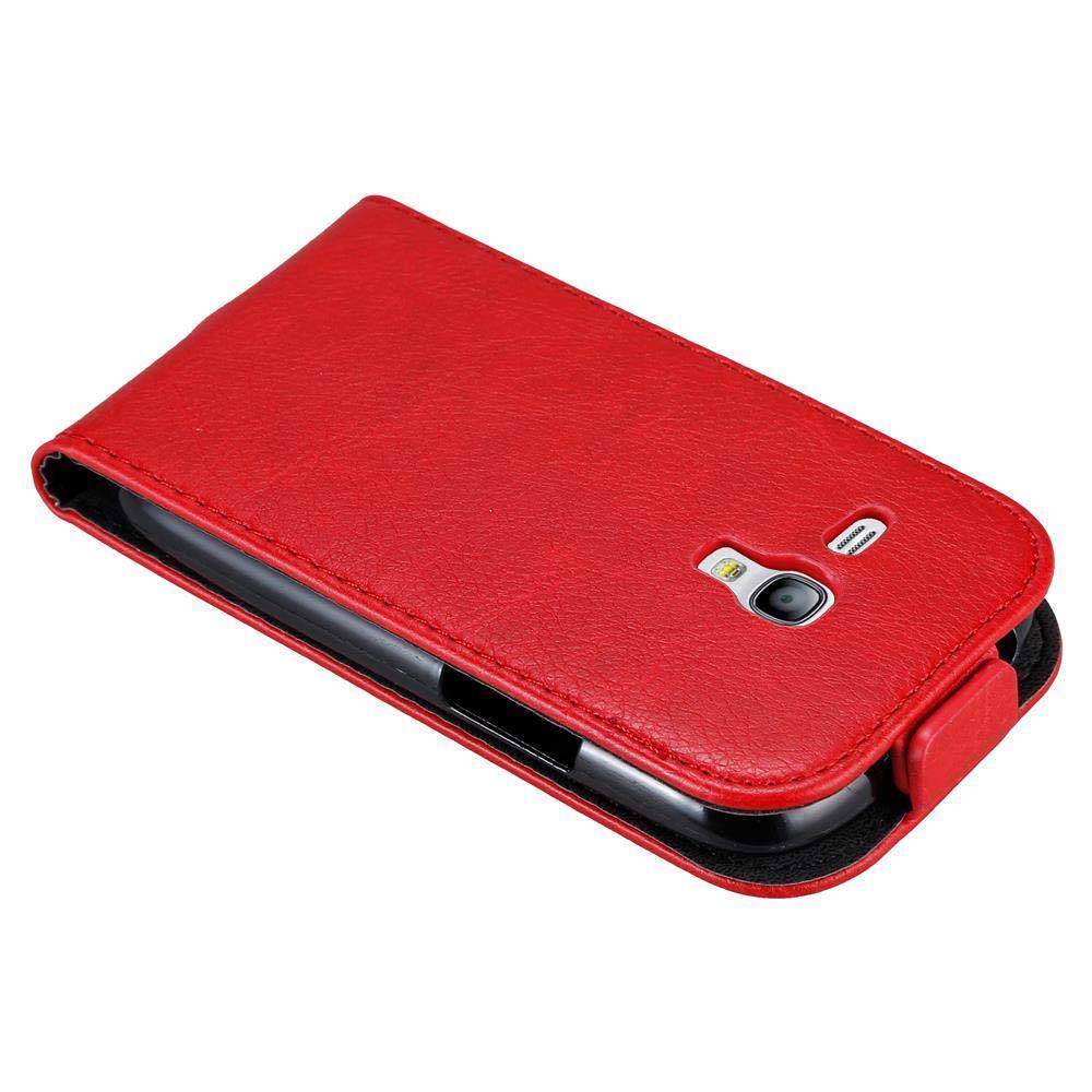 Cadorabo Hülle für Samsung Galaxy S3 MINI Schutz Hülle in Rot Flip Etui Handyhülle Case Cover