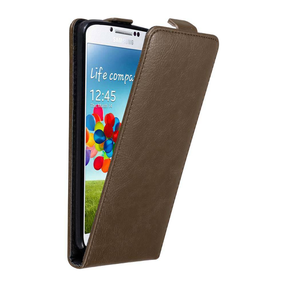 Cadorabo Hülle für Samsung Galaxy S4 Schutz Hülle in Braun Flip Etui Handyhülle Case Cover