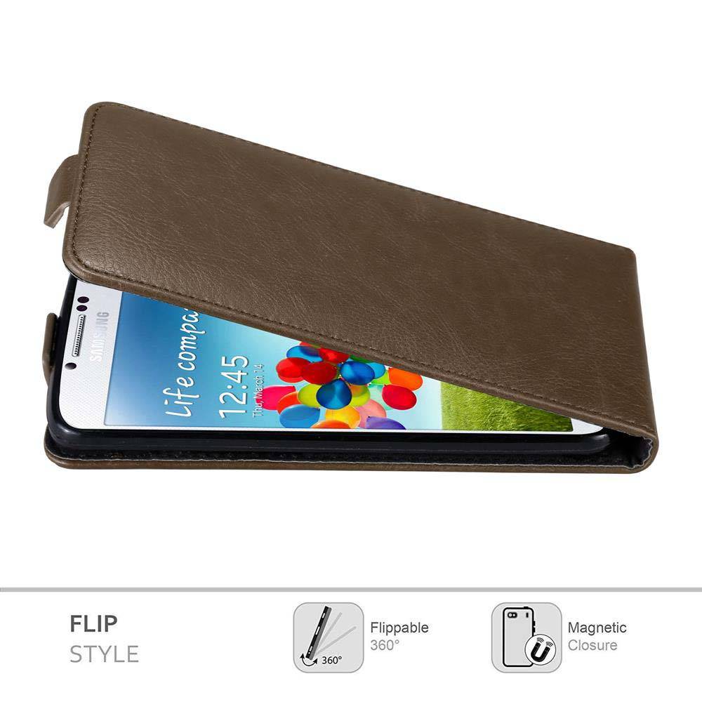 Cadorabo Hülle für Samsung Galaxy S4 Schutz Hülle in Braun Flip Etui Handyhülle Case Cover