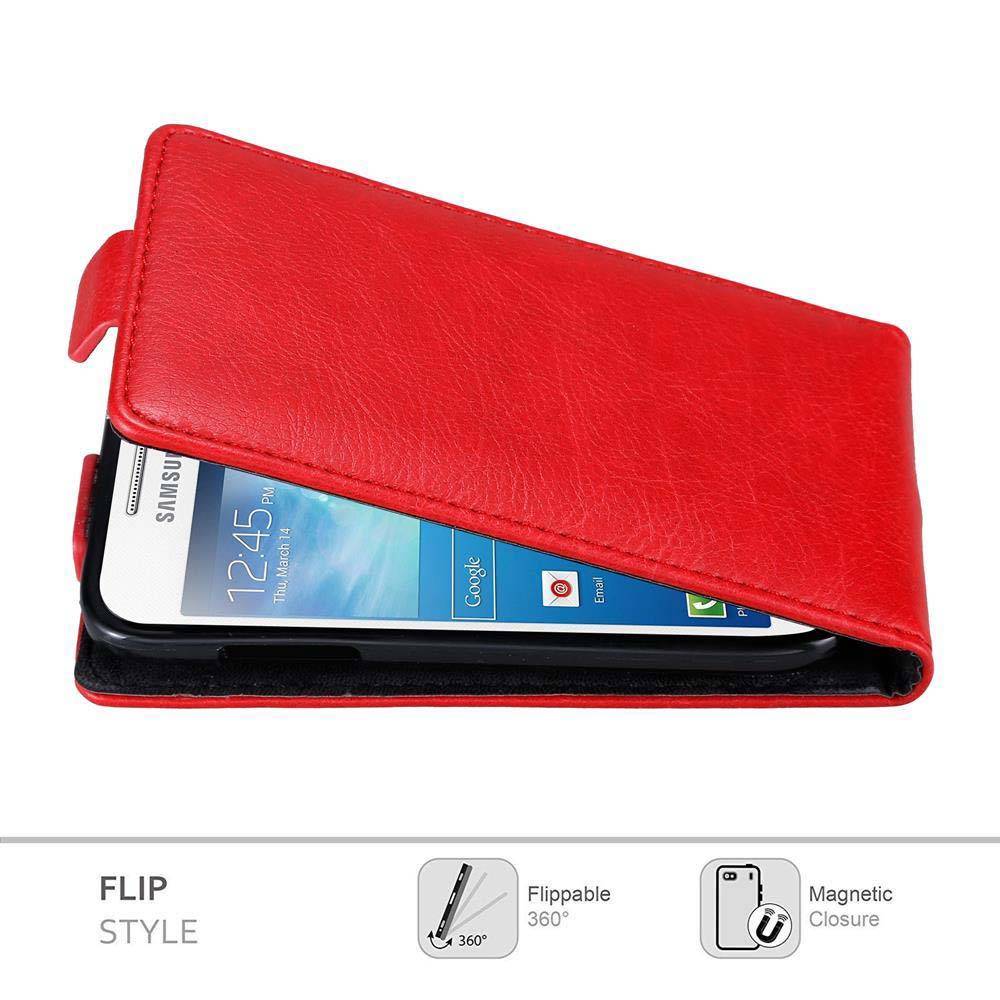 Cadorabo Hülle für Samsung Galaxy S4 MINI Schutz Hülle in Rot Flip Etui Handyhülle Case Cover