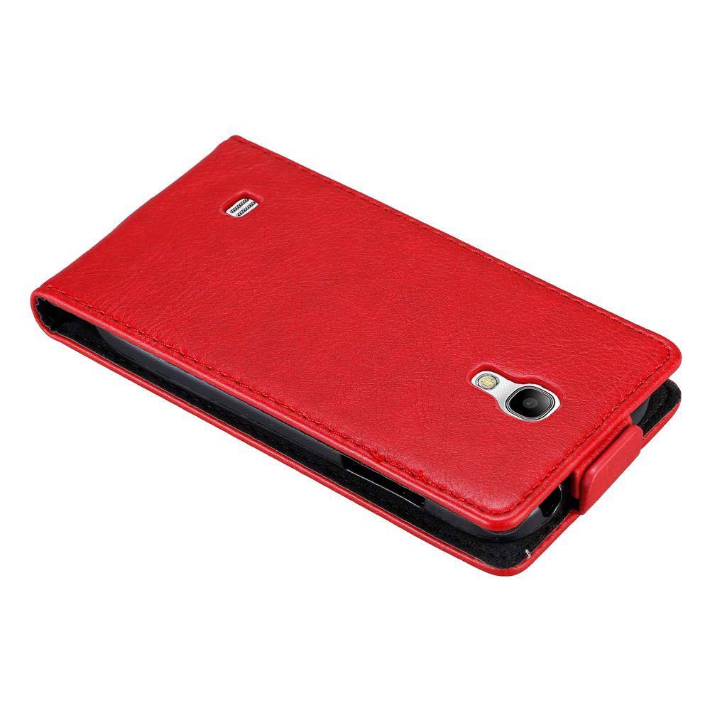 Cadorabo Hülle für Samsung Galaxy S4 MINI Schutz Hülle in Rot Flip Etui Handyhülle Case Cover