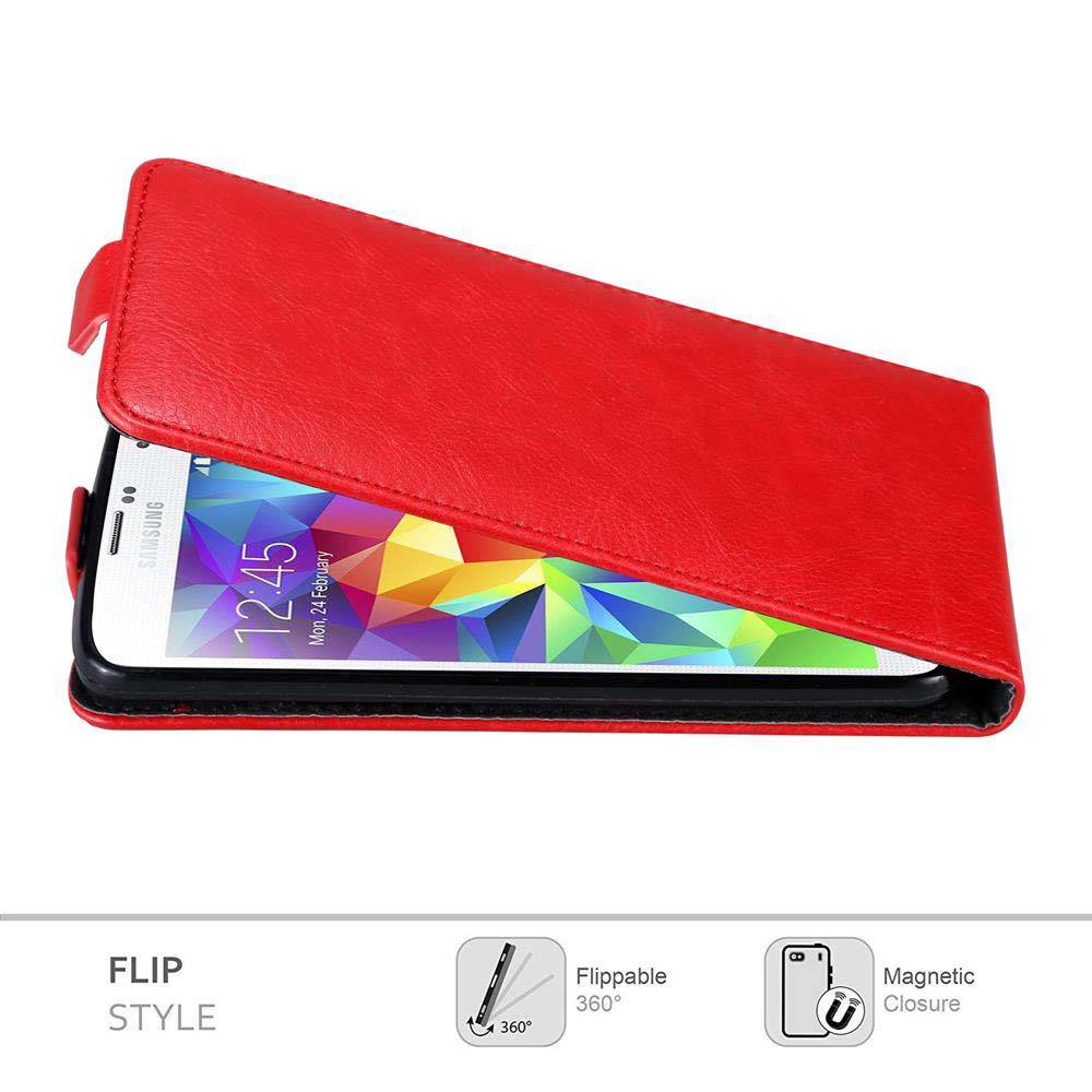 Cadorabo Hülle für Samsung Galaxy S5 MINI / S5 MINI DUOS Schutz Hülle in Rot Flip Etui Handyhülle Case Cover