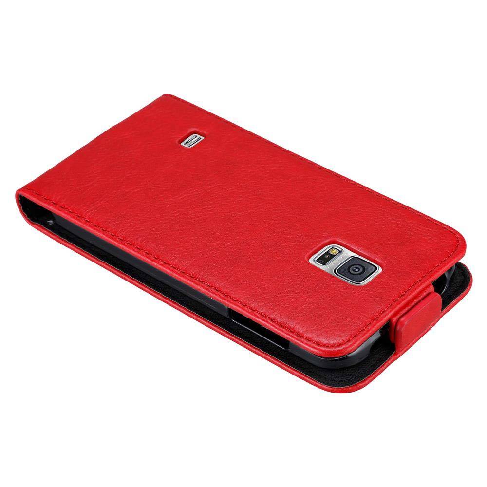 Cadorabo Hülle für Samsung Galaxy S5 MINI / S5 MINI DUOS Schutz Hülle in Rot Flip Etui Handyhülle Case Cover