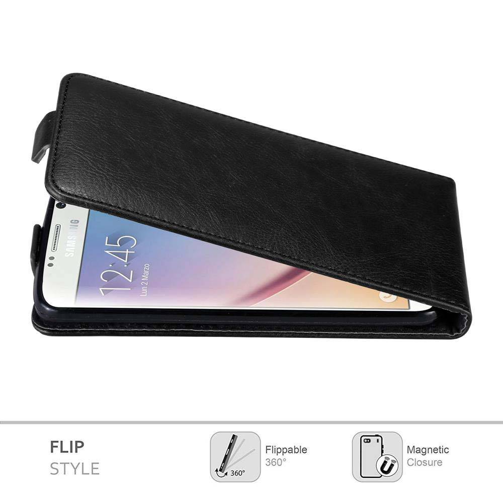 Cadorabo Hülle für Samsung Galaxy S6 Schutz Hülle in Schwarz Flip Etui Handyhülle Case Cover
