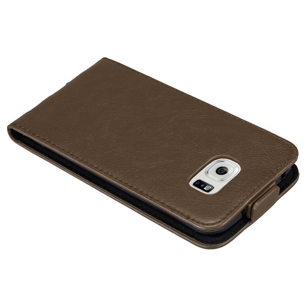 Cadorabo Hülle für Samsung Galaxy S6 EDGE Schutz Hülle in Braun Flip Etui Handyhülle Case Cover