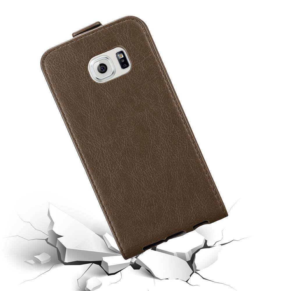 Cadorabo Hülle für Samsung Galaxy S6 EDGE Schutz Hülle in Braun Flip Etui Handyhülle Case Cover