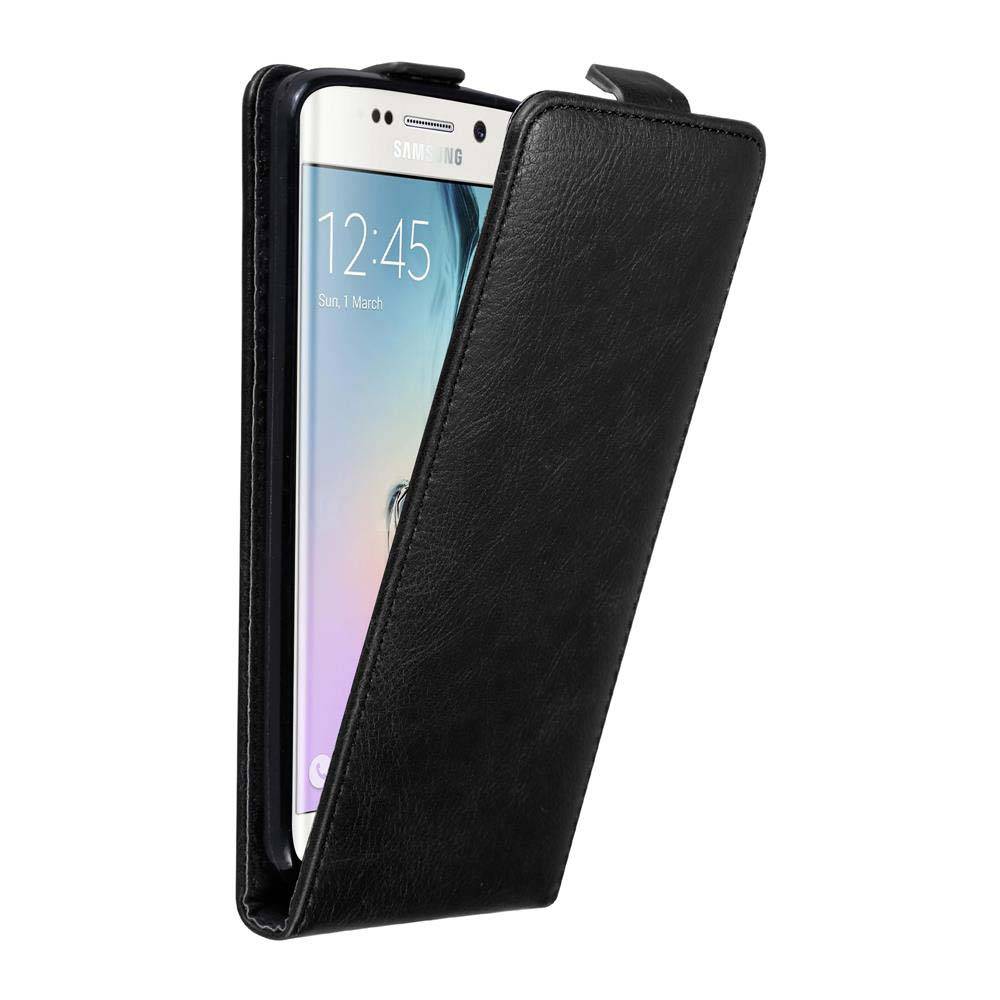 Cadorabo Hülle für Samsung Galaxy S6 EDGE Schutz Hülle in Schwarz Flip Etui Handyhülle Case Cover