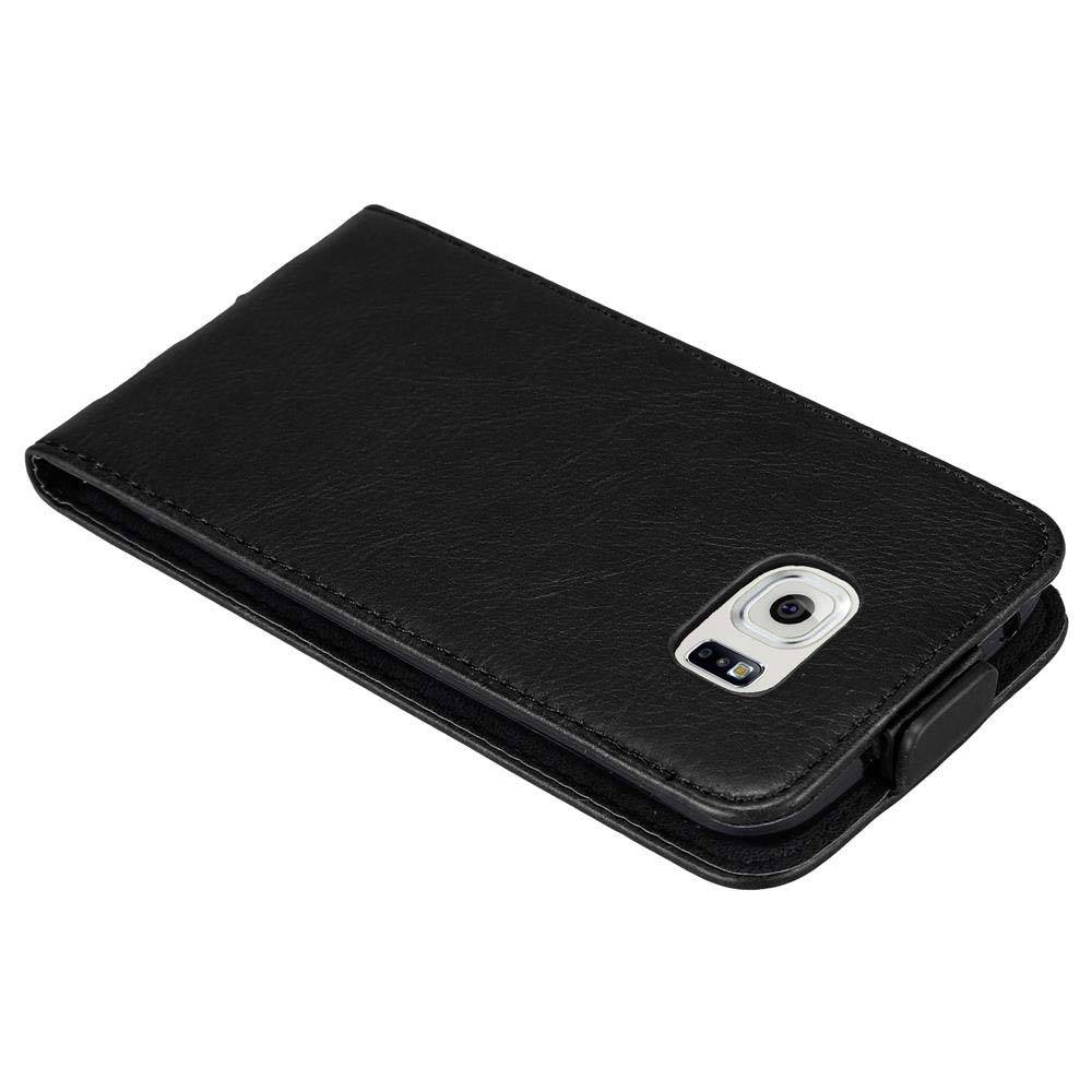 Cadorabo Hülle für Samsung Galaxy S6 EDGE Schutz Hülle in Schwarz Flip Etui Handyhülle Case Cover