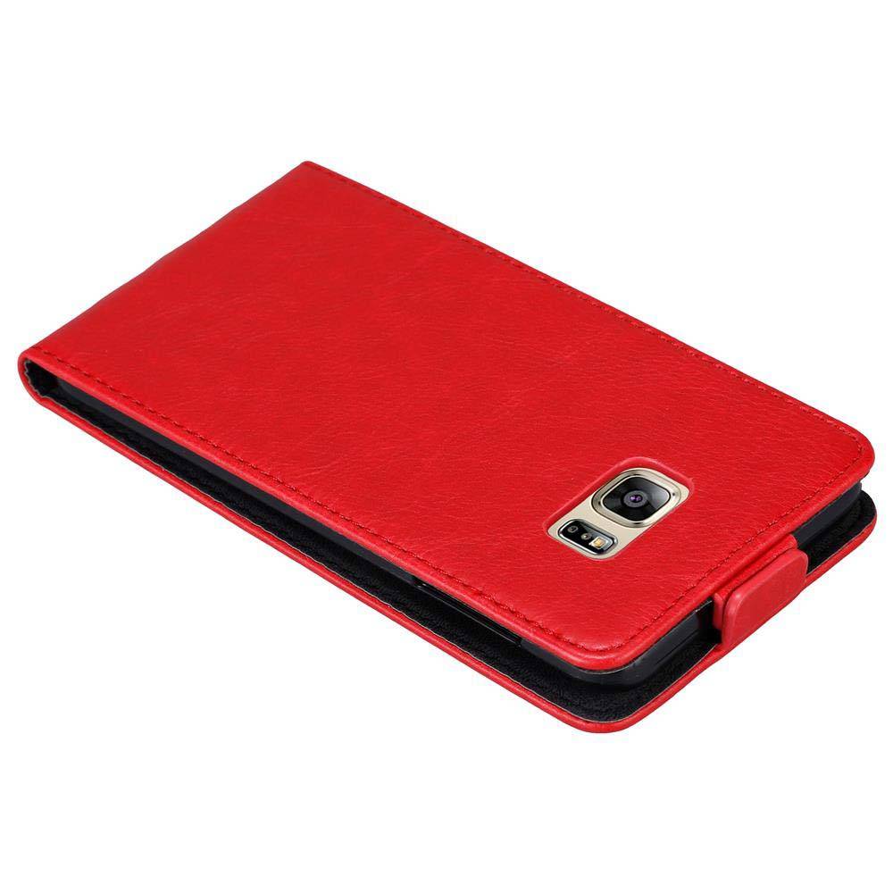 Cadorabo Hülle für Samsung Galaxy S6 EDGE PLUS Schutz Hülle in Rot Flip Etui Handyhülle Case Cover