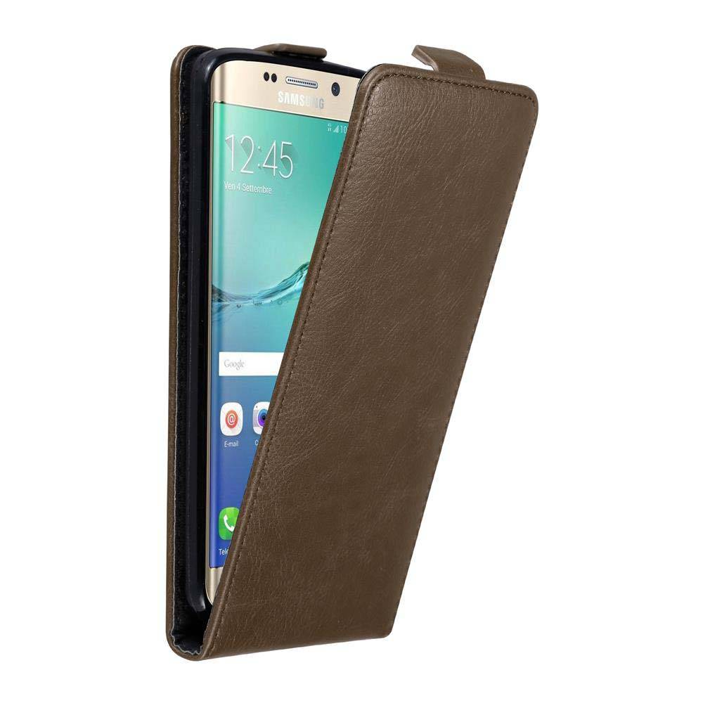 Cadorabo Hülle für Samsung Galaxy S6 EDGE PLUS Schutz Hülle in Braun Flip Etui Handyhülle Case Cover