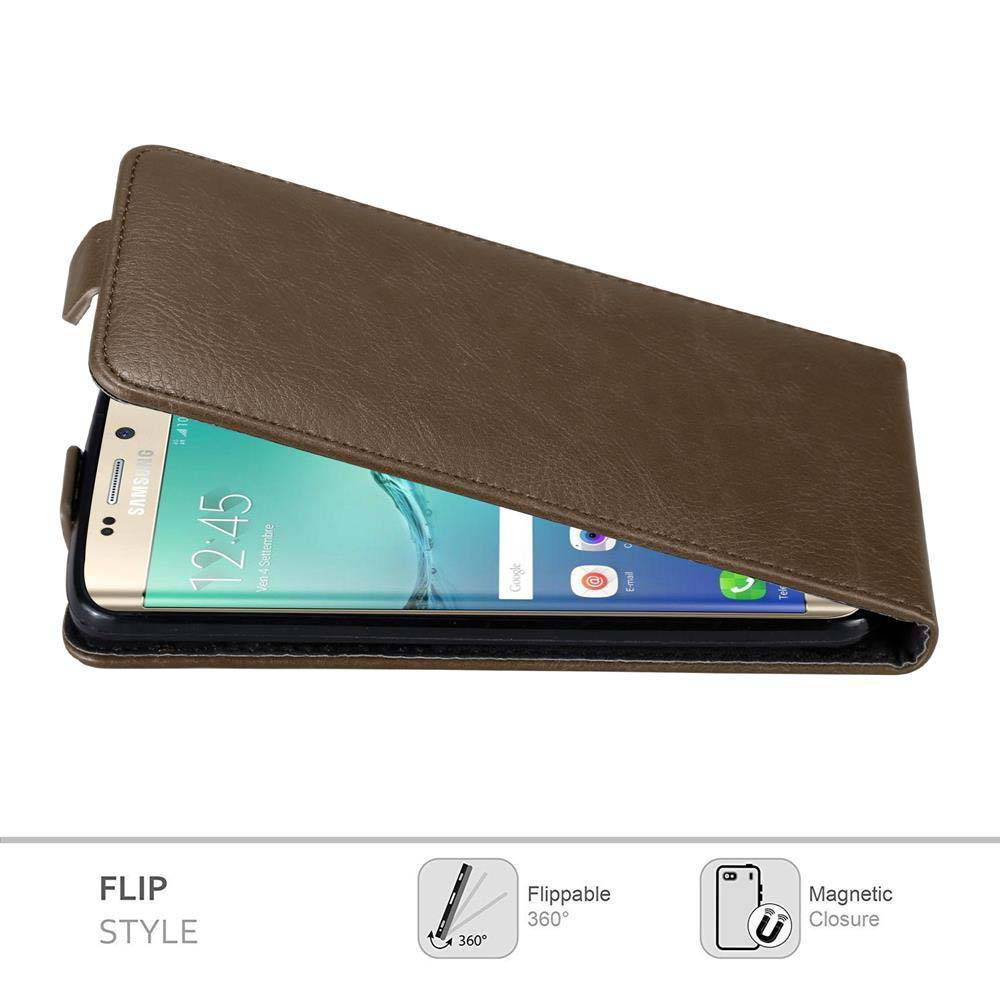Cadorabo Hülle für Samsung Galaxy S6 EDGE PLUS Schutz Hülle in Braun Flip Etui Handyhülle Case Cover