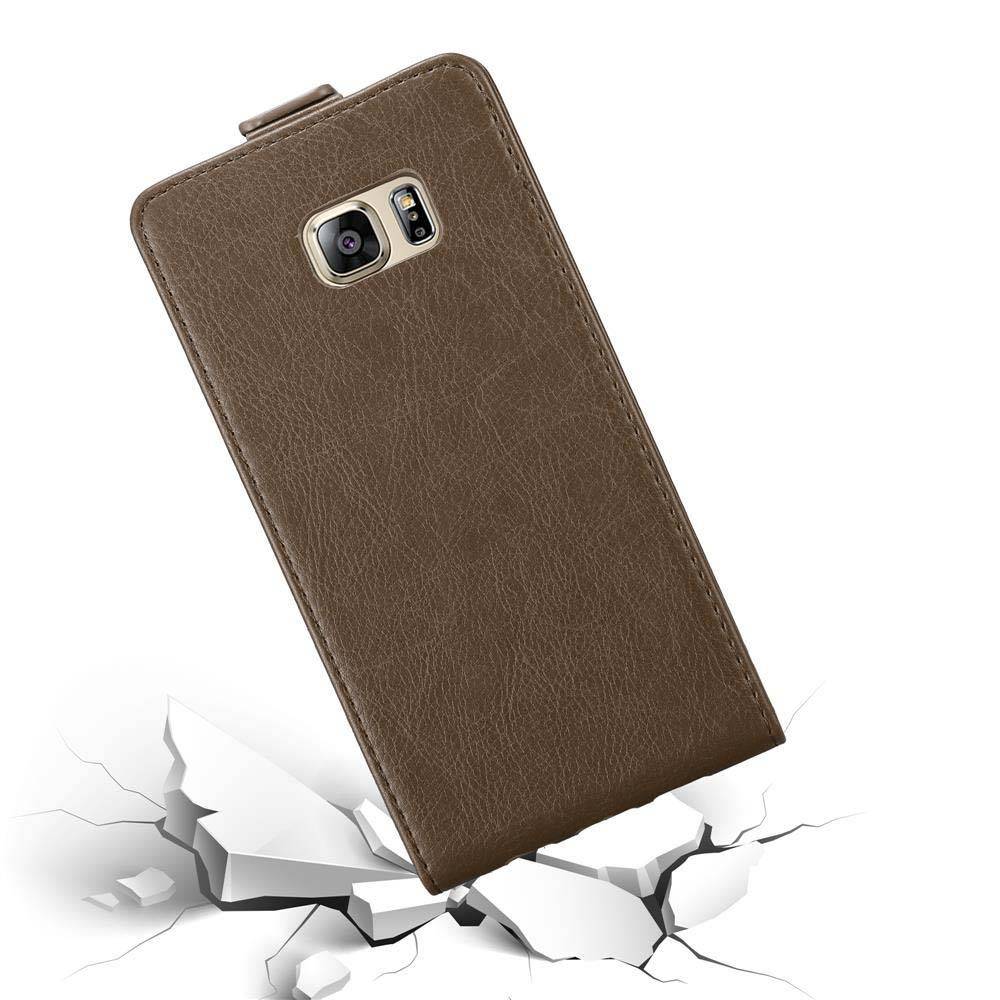 Cadorabo Hülle für Samsung Galaxy S6 EDGE PLUS Schutz Hülle in Braun Flip Etui Handyhülle Case Cover