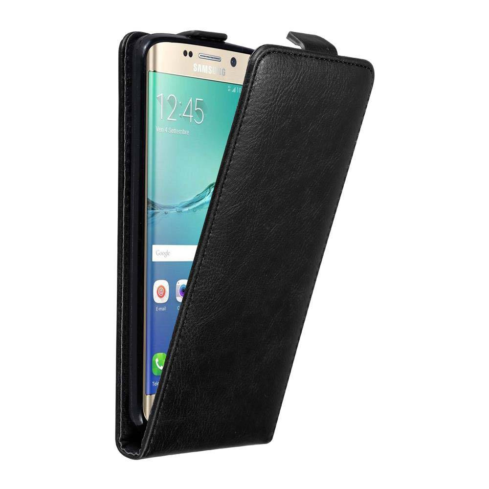 Cadorabo Hülle für Samsung Galaxy S6 EDGE PLUS Schutz Hülle in Schwarz Flip Etui Handyhülle Case Cover