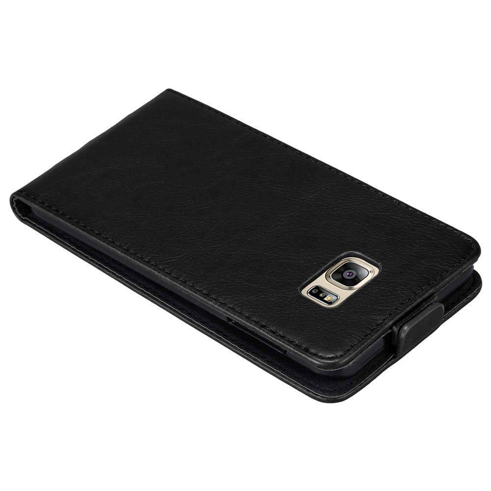Cadorabo Hülle für Samsung Galaxy S6 EDGE PLUS Schutz Hülle in Schwarz Flip Etui Handyhülle Case Cover