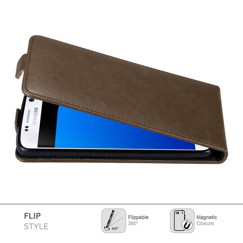 Cadorabo Hülle für Samsung Galaxy S7 Schutz Hülle in Braun Flip Etui Handyhülle Case Cover