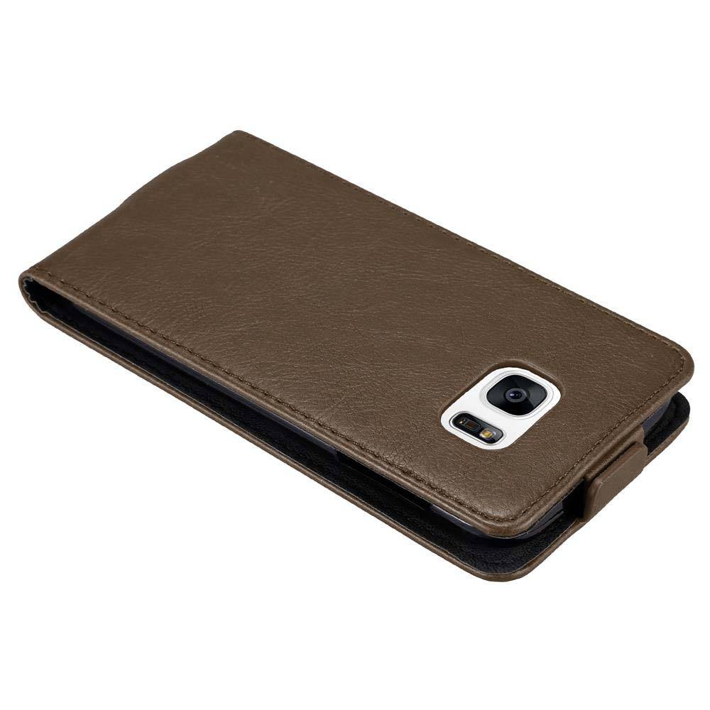 Cadorabo Hülle für Samsung Galaxy S7 Schutz Hülle in Braun Flip Etui Handyhülle Case Cover