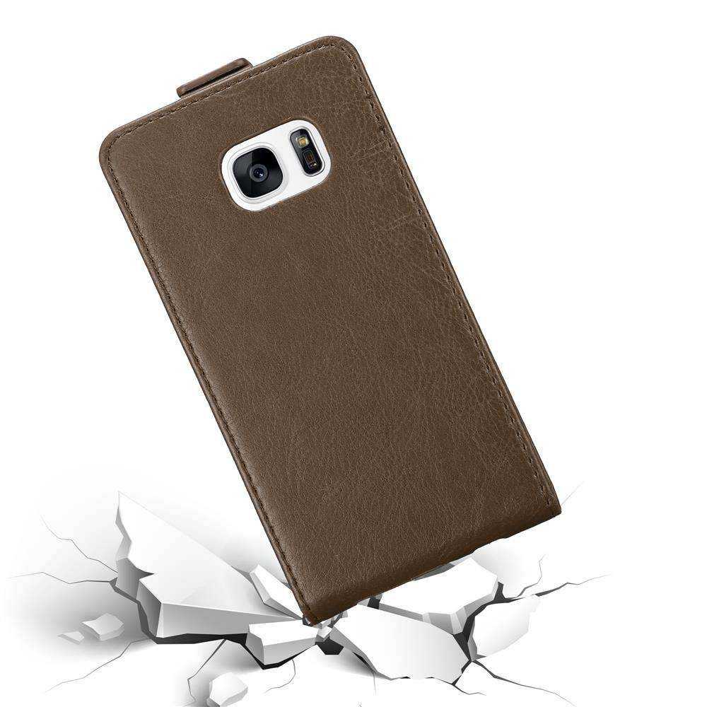 Cadorabo Hülle für Samsung Galaxy S7 Schutz Hülle in Braun Flip Etui Handyhülle Case Cover