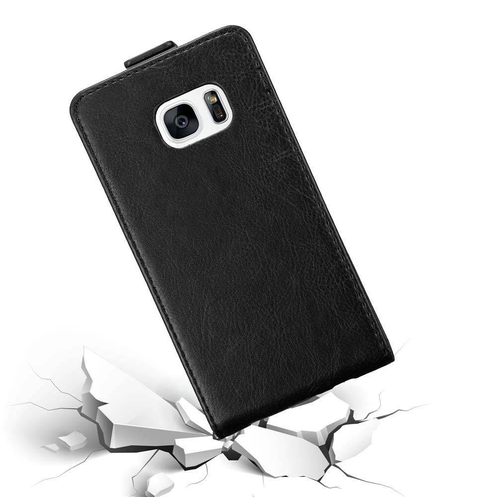 Cadorabo Hülle für Samsung Galaxy S7 Schutz Hülle in Schwarz Flip Etui Handyhülle Case Cover