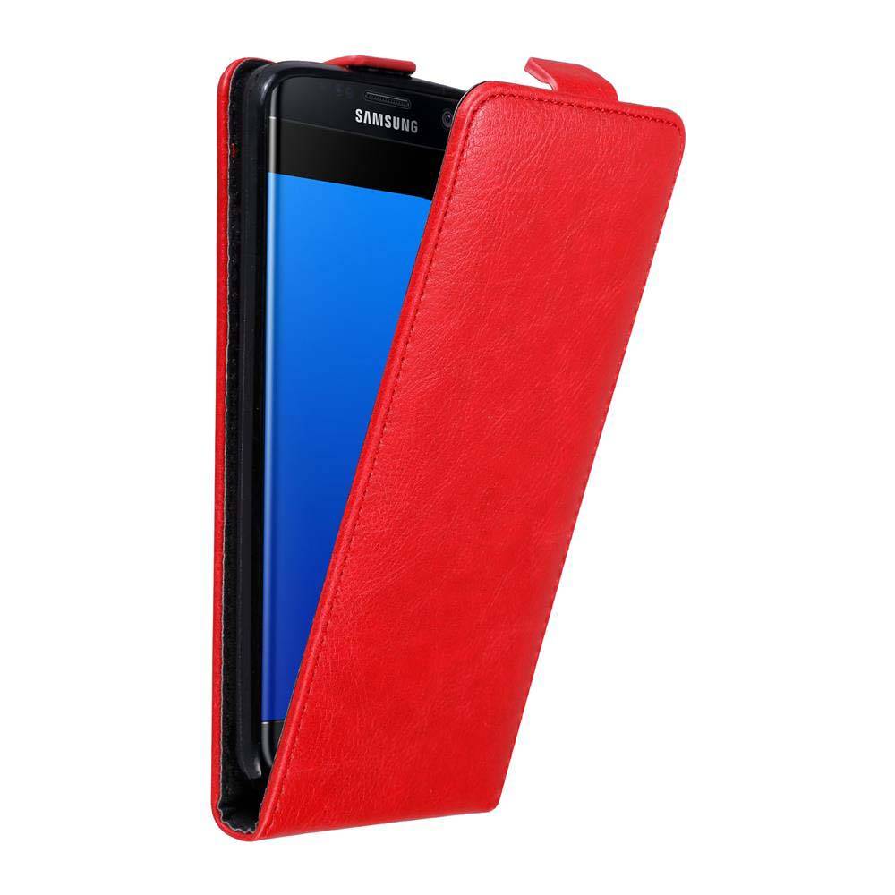 Cadorabo Hülle für Samsung Galaxy S7 EDGE Schutz Hülle in Rot Flip Etui Handyhülle Case Cover