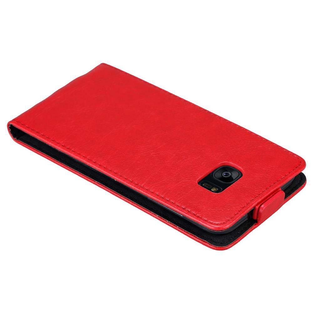 Cadorabo Hülle für Samsung Galaxy S7 EDGE Schutz Hülle in Rot Flip Etui Handyhülle Case Cover