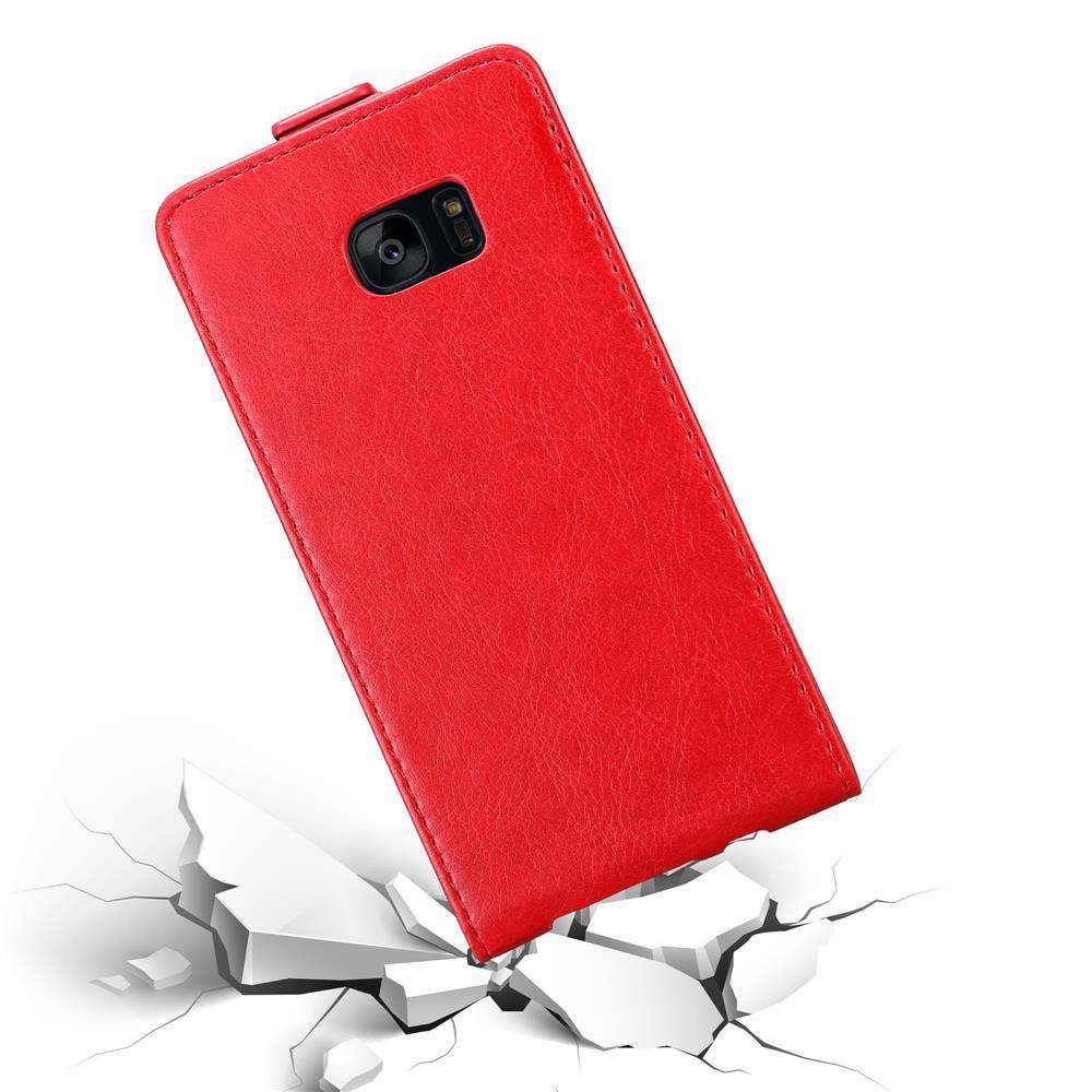 Cadorabo Hülle für Samsung Galaxy S7 EDGE Schutz Hülle in Rot Flip Etui Handyhülle Case Cover
