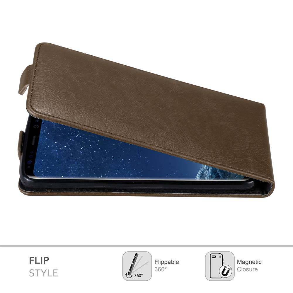 Cadorabo Hülle für Samsung Galaxy S8 Schutz Hülle in Braun Flip Etui Handyhülle Case Cover